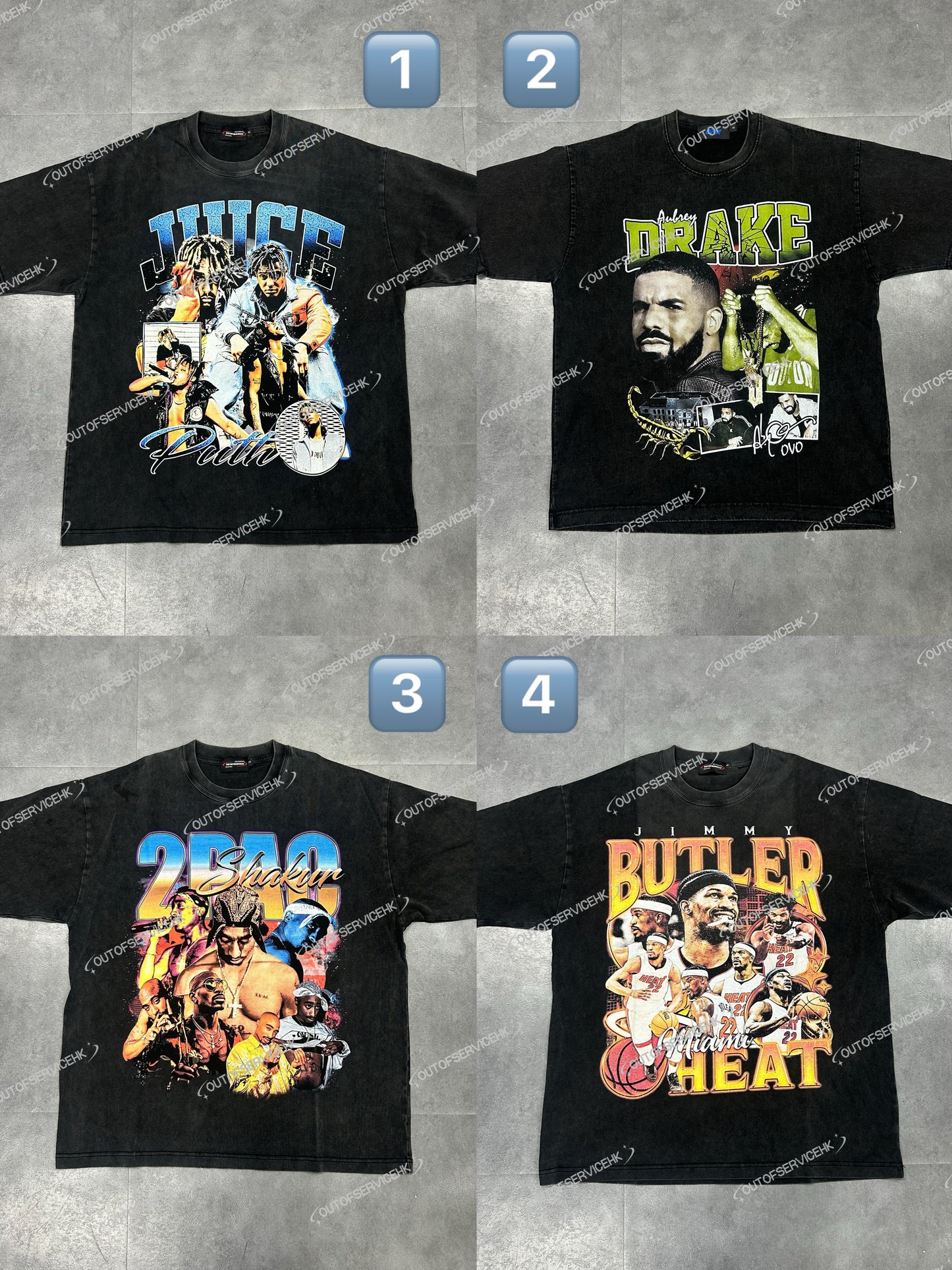(BUY 2 GET 2 FREE !!!) (買2送2) NBA/RAPPER Washed Tee